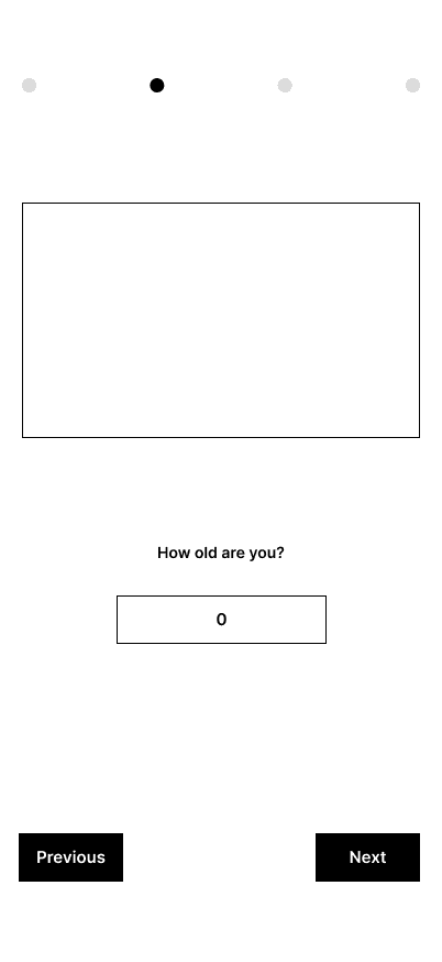 Low-fidelity wireframe: age step