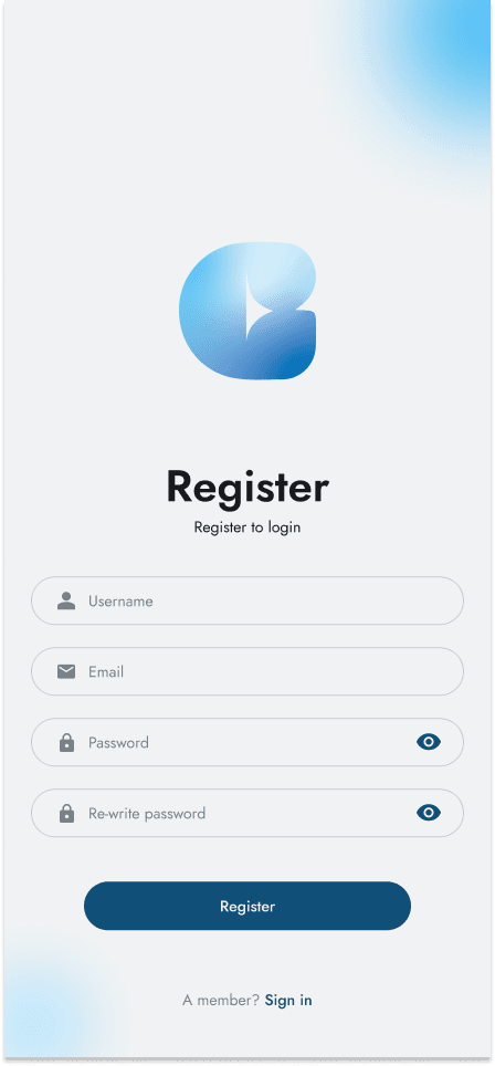Registration screen