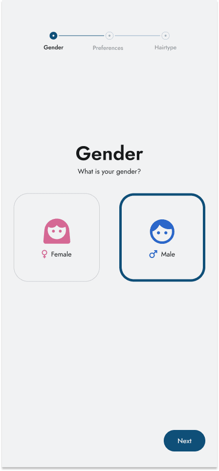 Gender selection screen