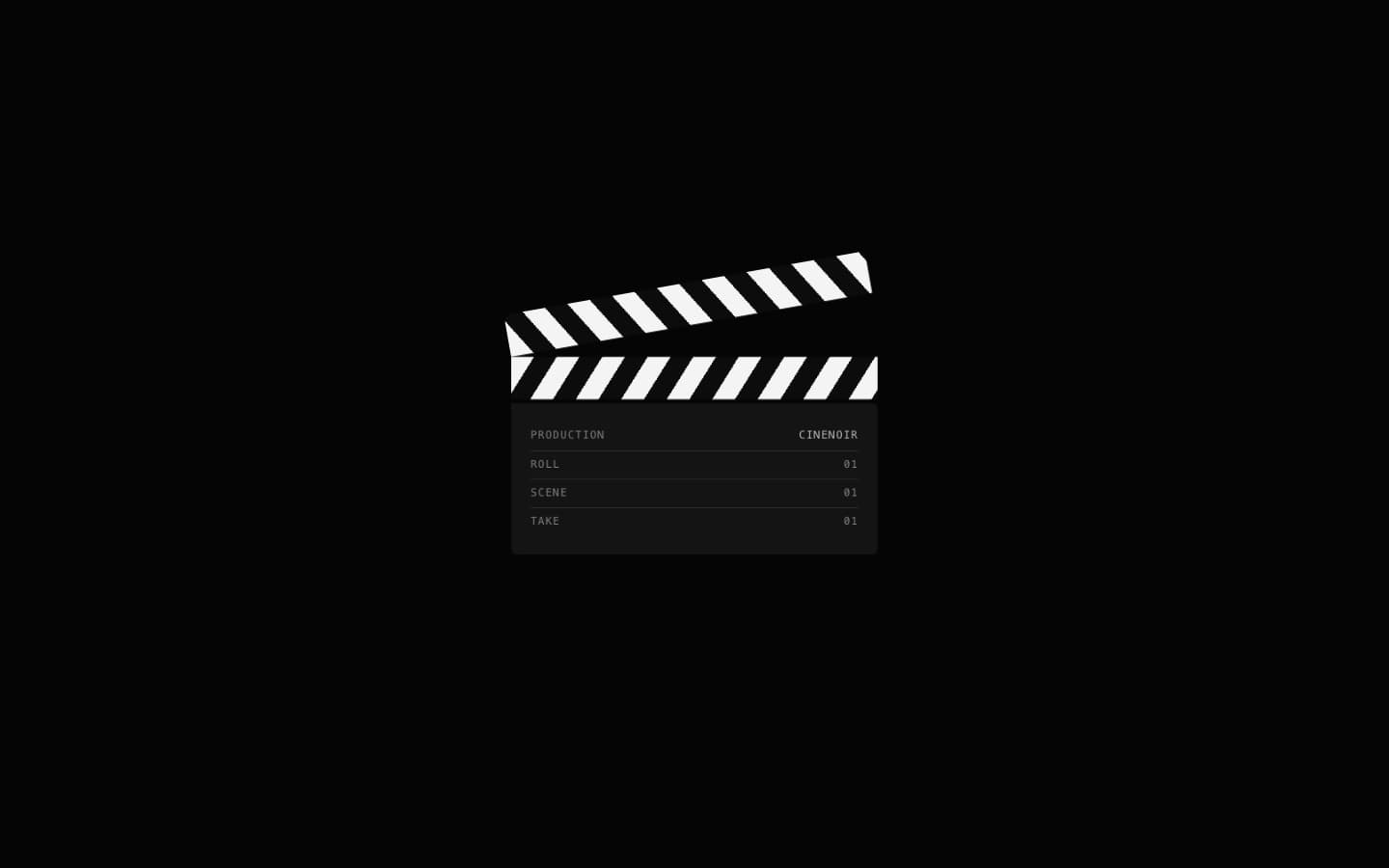 Cinenoir clapperboard intro slate